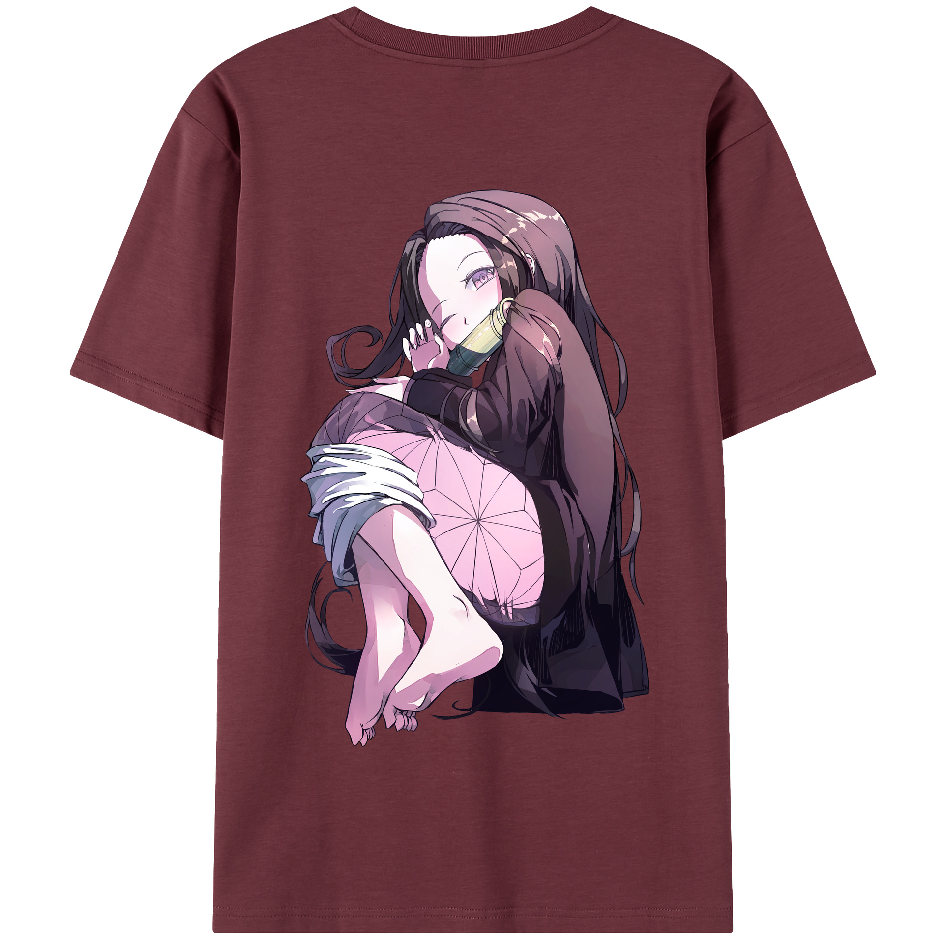 （画像用） 鬼滅の刃（きめつのやいば）竈門 禰󠄀豆子／かまど ねずこ Kamado Nezuko 綿100％半袖Tシャツ（背面プリント）